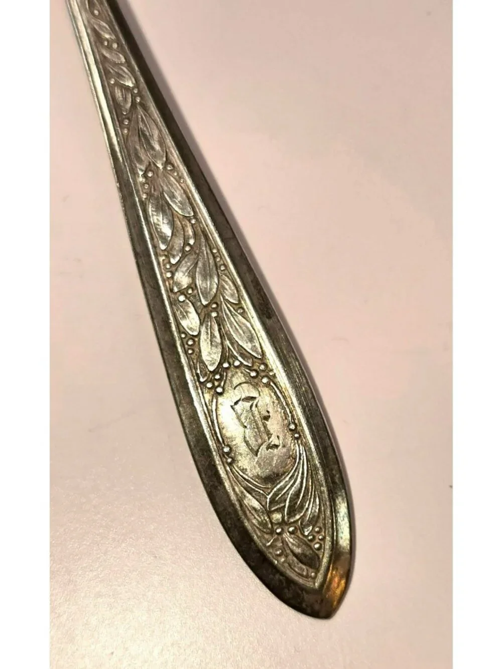 Antique Alvin Silverplate Teaspoon Floral Monogrammed B Patented CM2276